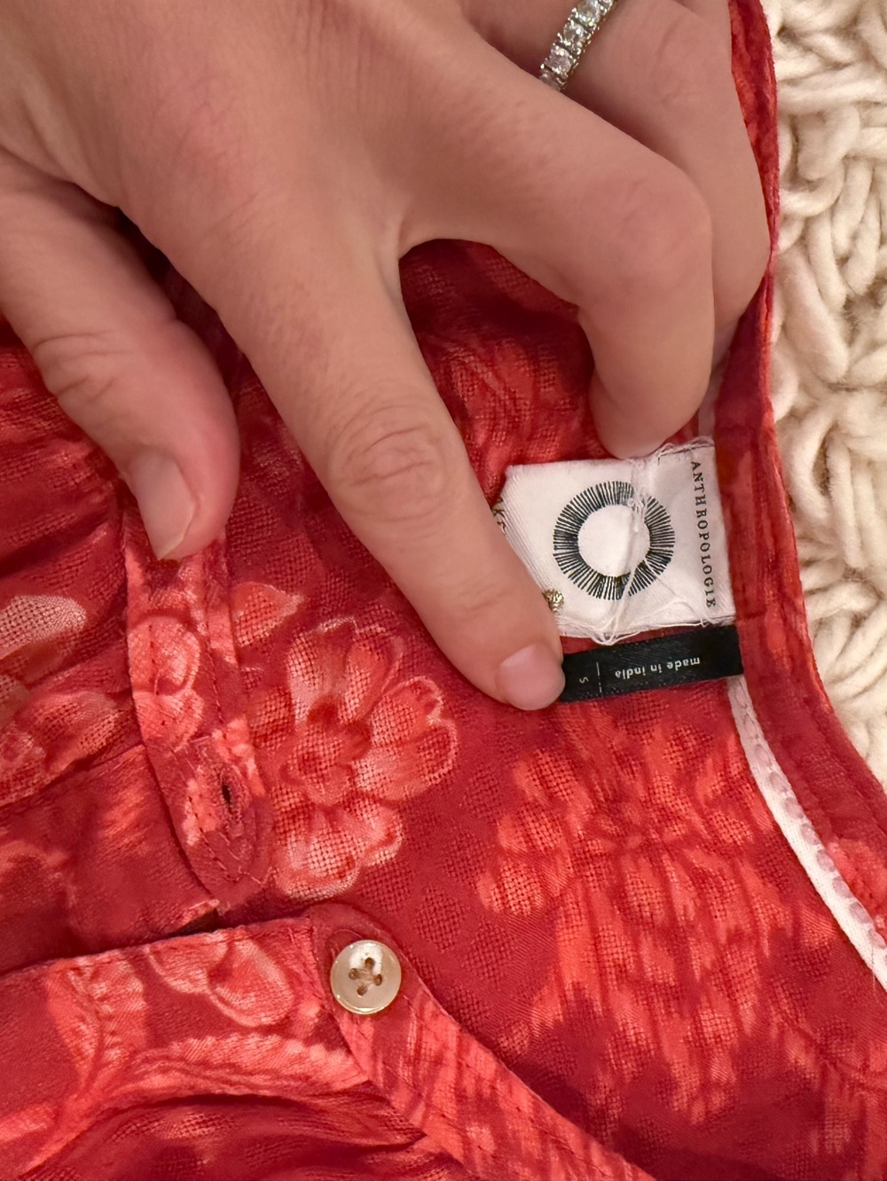 Anthropologie Red Button Down Blouse - Picture 2 of 3